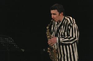 Václav Kocián se saxofonem hájil na koncertu mladých muzikantů Juvenalis Musica barvy domácí soukromé umělecké školy MIS music.<br/>                                        
FOTO: DAVID MACHÁČEK
