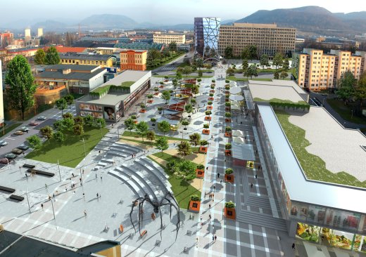 Návrh nového centra, který zpracovali architekti Ateliéru Simona Group Ostrava, řeší mimo jiné i pěší zónu. Podrobné informace přineseme v příštím čísle KN.<br/><br/>         
REPRO: ATELIÉR SIMONA GROUP

