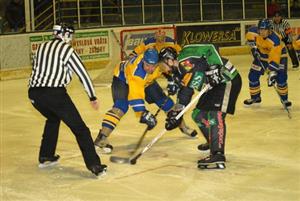 Za výhrou v krajském přeboru hnalo domácí tým nadšené publikum. Hokejisté ve žlutém nakonec Horní Benešov porazili 2:1. <br/>
FOTO: DAVID MACHÁČEK
