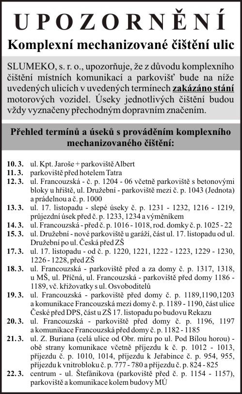 Přehled čištění ulic