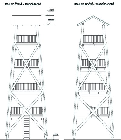Návrh budoucího možného vzhledu rozhledny, která by měla nahradit chátrající Bezručovu vyhlídku. 
REPRO: MÚ KOPŘIVNICE

