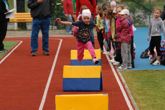 Běh přes malé překážky si řada dětí vyzkoušela už v hodinách tělocviku, takže v atletickém víceboji 1. a 2. tříd to pak pro většinu byla hračka.
FOTO: JANA FEILHAUEROVÁ