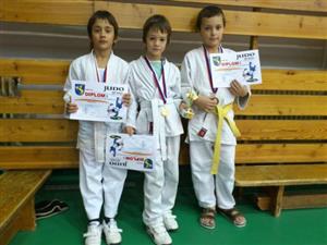 Závišickým judistům se ve Frýdku-Místku Dobré dařilo. Medaile tam mimo jiné vybojovali (zleva) Max Bartoň, jeho dvojče Tobiáš a Adam Socha.
FOTO: LIBOR KAHÁNEK