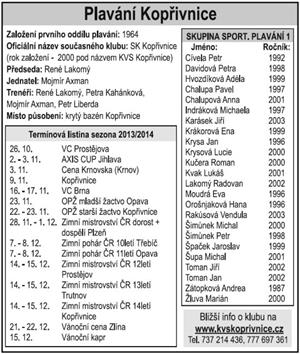 Plavání Kopřivnice