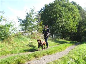 Jednou z účastnic premiérové Závišické stopy byla i Kateřina Kotoučková z Kopřivnice s hnědým labradorem Ronem. 
FOTO: ARCHIV POŘADATELŮ