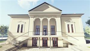 Vizualizace návrhu architektonické studie na úpravu někdejšího závodního klubu v sadu E. Beneše. Architekti počítají například s úrovňovým zpřístupněním suterénu a vytvořením nádvoří před budovou.
REPRO: ATRIS OSTRAVA