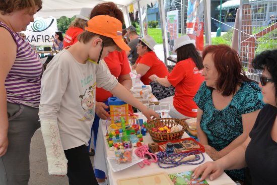 Na jarmarku sociálních služeb zástupci organizací odpovídali na dotazy přítomných a pro děti si připravili různé aktivity, jimiž přibližovali nabízené služby.
FOTO: DANA HOĎÁKOVÁ