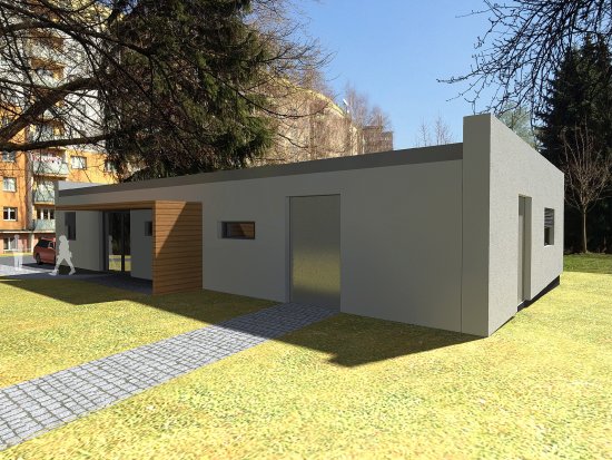 Vizualizace možné budoucí podoby sociálně-terapeutických dílen, ve které se má proměnit nevyužívaný výměník na ulici Školní.
REPRO: MĚSTO KOPŘIVNICE