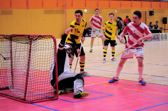 Kopřivničtí florbalisté se ve čtvrtfinále play-off proti Rožnovu p. R. ujali vedení 2:0 na zápasy (na snímku branka Soukala v prvním utkání).
FOTO: KRISTINA ČABLOVÁ