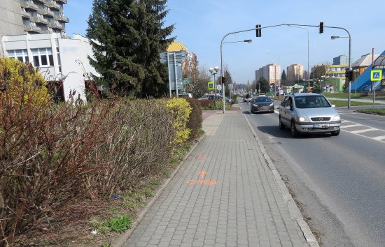 Policie hledá svědky nehody, při níž na tomto místě cyklista srazil chodkyni, která utrpěla vážné zranění.
FOTO: PČR