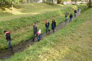 Většinu času protéká korytem Kopřivničky tak málo vody, že je možné jejím často vybetonovaným korytem pohodlně projít.
FOTO: DAVID MACHÁČEK