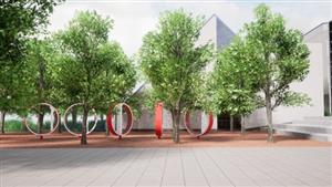 Boční pohled na návrh prostoru u technického muzea. Místo, kde původně stávala Slovenská strela, by mělo zaplnit větší množství stromů.
VIZUALIZACE: m2au