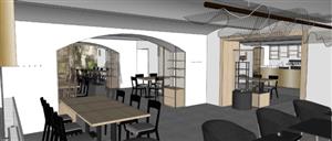 Jedna z vizualizací možného budoucího vzhledu restaurace v suterénu Ringhofferovy vily, která je součástí nedávno dokončené
architektonické studie jejího interiéru. REPRO: MONIKA DRHOLECKÁ a HANA ŠRAJEROVÁ