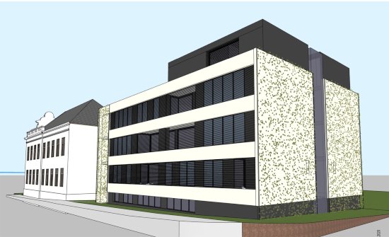 Vizualizaci možné budoucí podoby proměny v současnosti nevyužívané přístavby ZŠ Náměstí v bytový dům.    
REPRO: ODDĚLENÍ ARCHITEKTURY MÚ KOPŘIVNICE