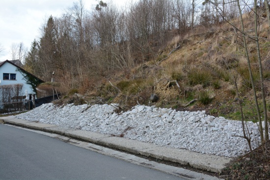 Provizorní zpevnění sesutého svahu v Lubině bylo provedeno na náklady města. Radnice se ale dále v sanaci svahu angažovat nebude.
FOTO: DAVID MACHÁČEK