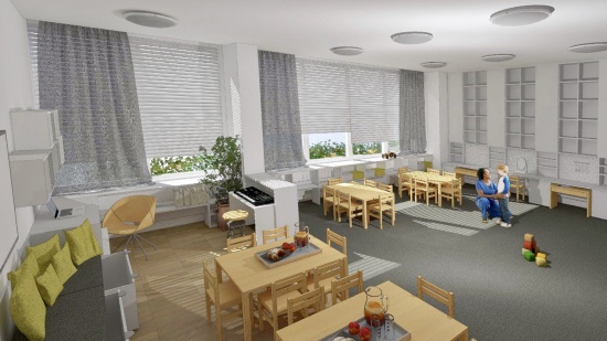 Vizualizace návrhu budoucí podoby interiéru nového oddělení MŠ Polárka. To by mělo vzniknout během letošních letních prázdnin.
REPRO: LENKA KRHOVJÁKOVÁ