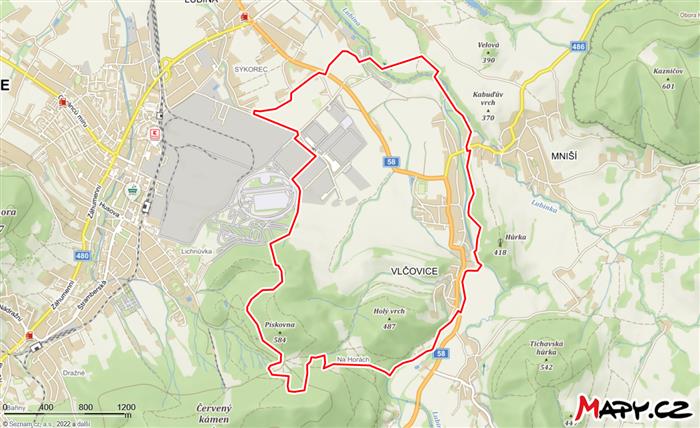 Místní část Vlčovice - mapa