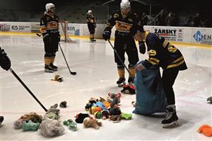 Úctyhodných třicet 120litrových pytlů plyšáků se posbíralo na ledové ploše při čtvrtečním derby Kopřivnice s Novým Jičínem (4:3p). Všichni plyšáci, kteří letěli na led ve dvou vlnách – jednou ve druhé přestávce a podruhé při prvním gólu Kopřivnice ve 47. 