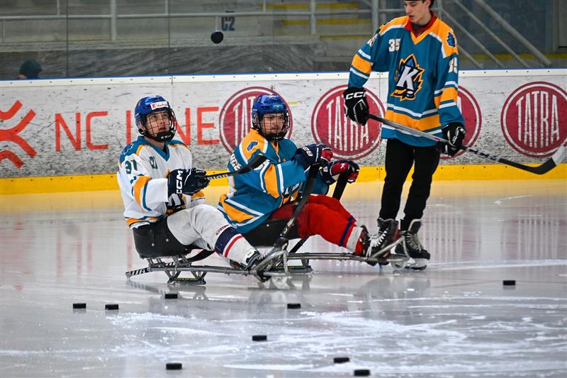 Oba parahokejoví reprezentanti byli na tréninku velcí fešáci, a to v dresech Kopřivnice. Matyáš Frýdl (vlevo) měl č. 31, David Vrubel č. 33, vpravo Davidův bratr Matouš.